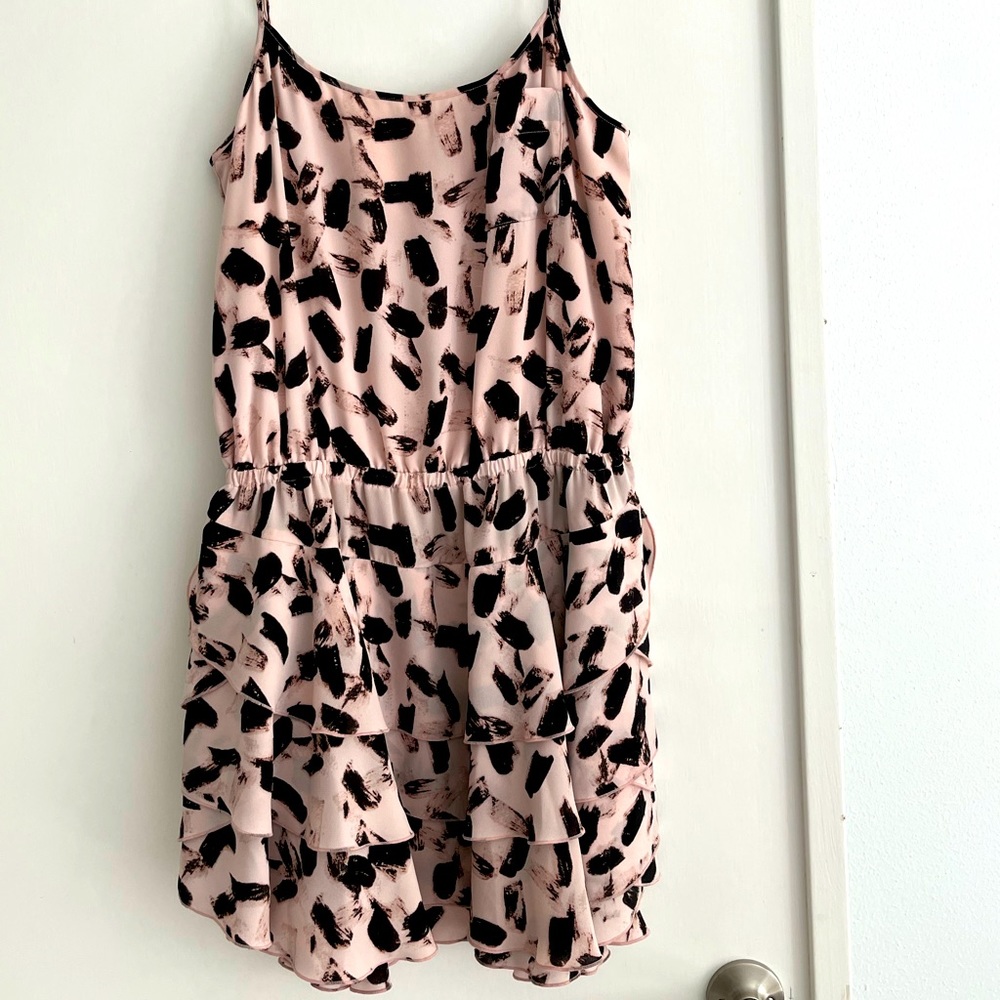Pink drop waist ruffle dress